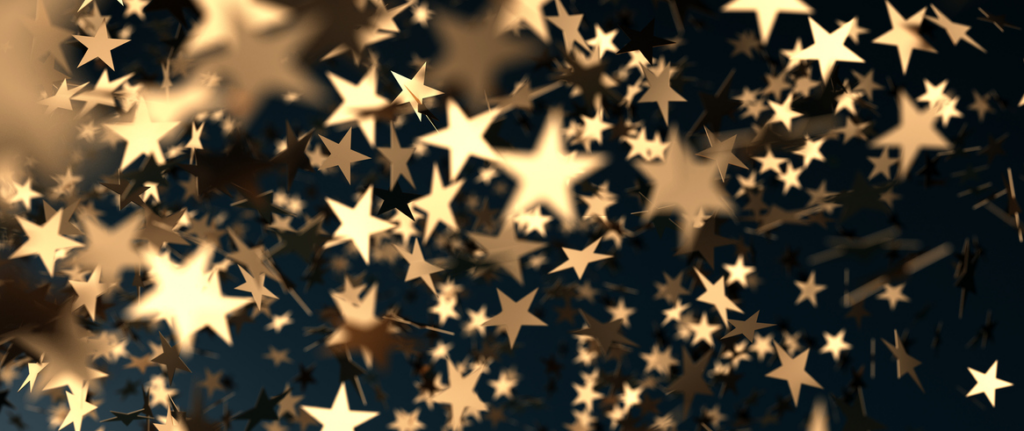 Golden confetti stars falling