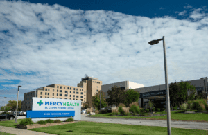 The exterior of Mercy Health St. Charles Hospital in Oregon, OH.