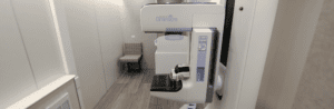 Interior of a mobile mammography van.