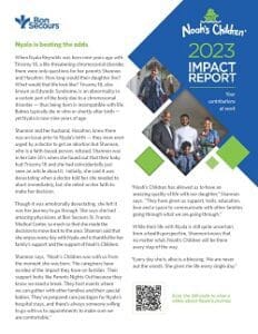 Cover of Bon Secours Richmond Health Care Foundation's 2023 Noah's Children Impact Report.