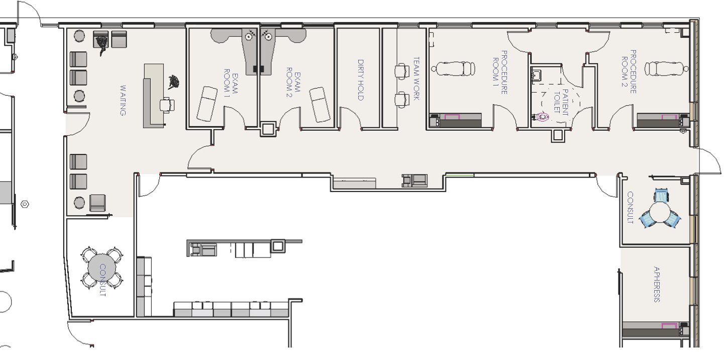 Blueprints for a new suite in a medical building.