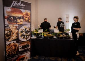 Workers prepare food