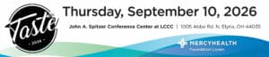 Banner announcing Mercy Health Foundation Lorain's Taste 2026 event