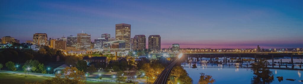 The skyline of downtown Richmond, Virginia, at night
