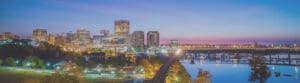 The skyline of downtown Richmond at night