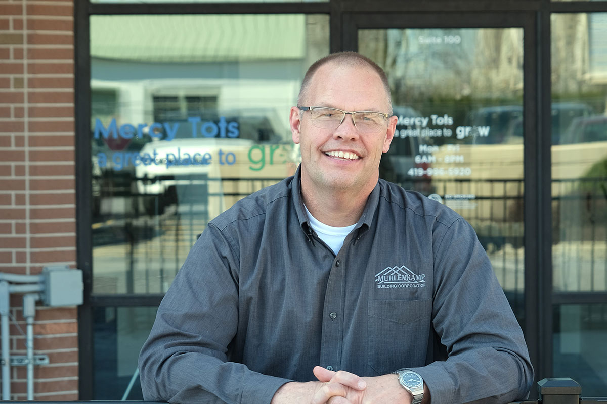 Kerry Muhlenkamp outside Mercy Tots Childcare center