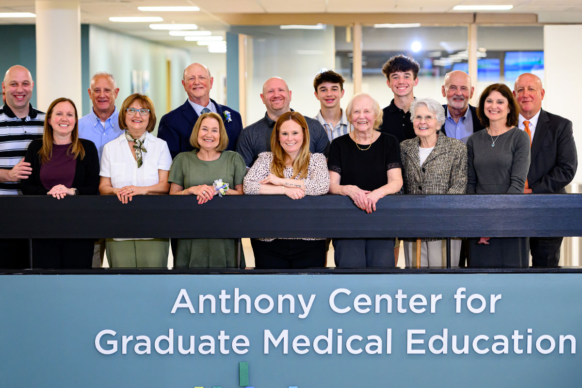 Group stands in the anthony center