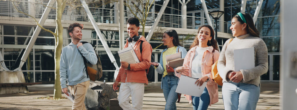 Group of students walking outside