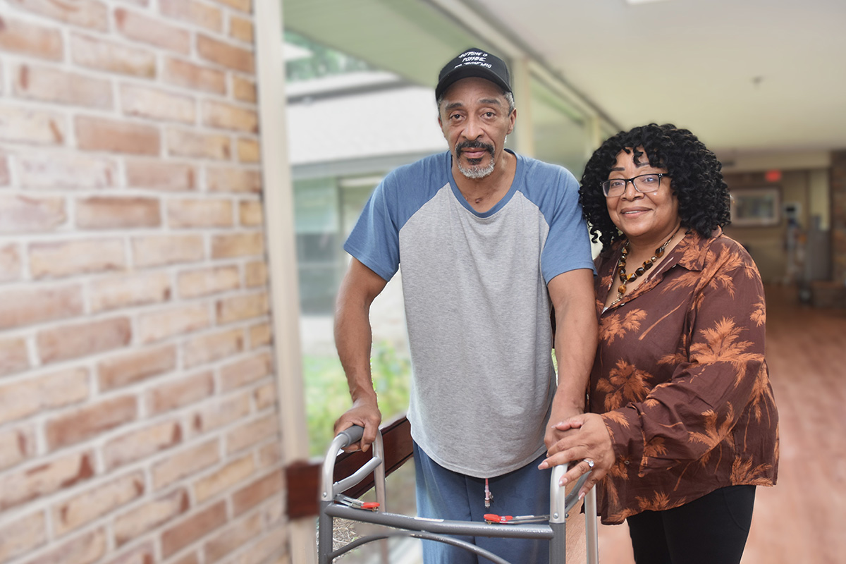 Timothy McCree with his wife at the hospital