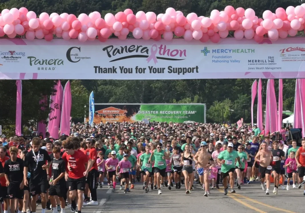 Runners take off from the starting line of the 2024 Panerathon in Youngstown, OH.